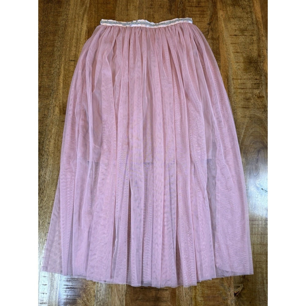 Girls Attitude Girls 12 Pink Tulle Maxi Skirt Rhinestone Waist Princess Party